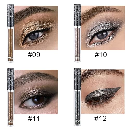 Miniatura 5 de Sombras de ojos con purpurina, sombras de ojos líquidas, sombras de ojos con purpurina líquida de larga duración, sombras de ojos brillantes,