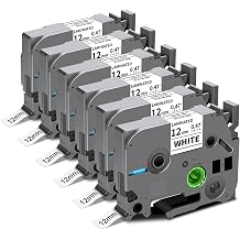 6-Pack TZe-231 TZ Tape 12mm 0.47" Laminated White P Touch Label Compatible for Brother P Touch Label Maker Tape for PTouch Label Maker PTD210 H110 D220 D600 D400 D410 2040, Black on White