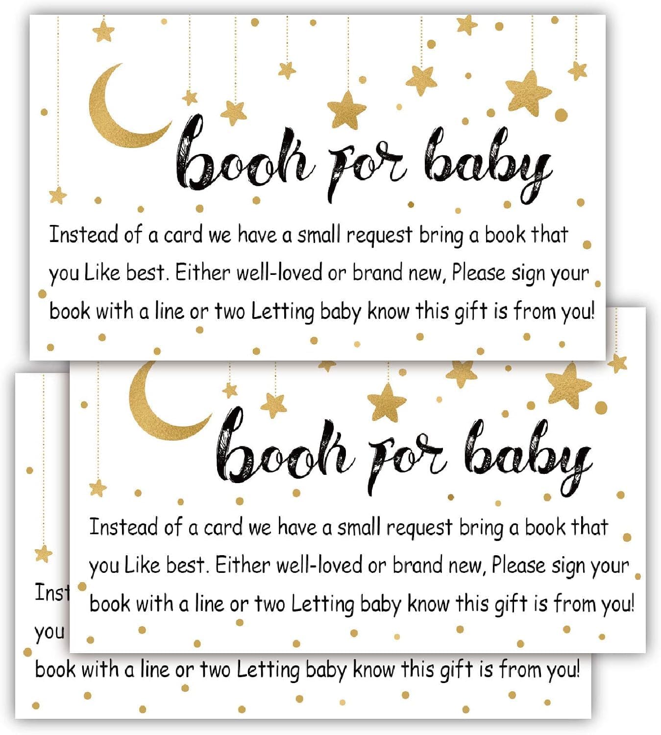 Books for Baby Shower Request Cards , Baby Shower Invitation Inserts, 50 Pack.