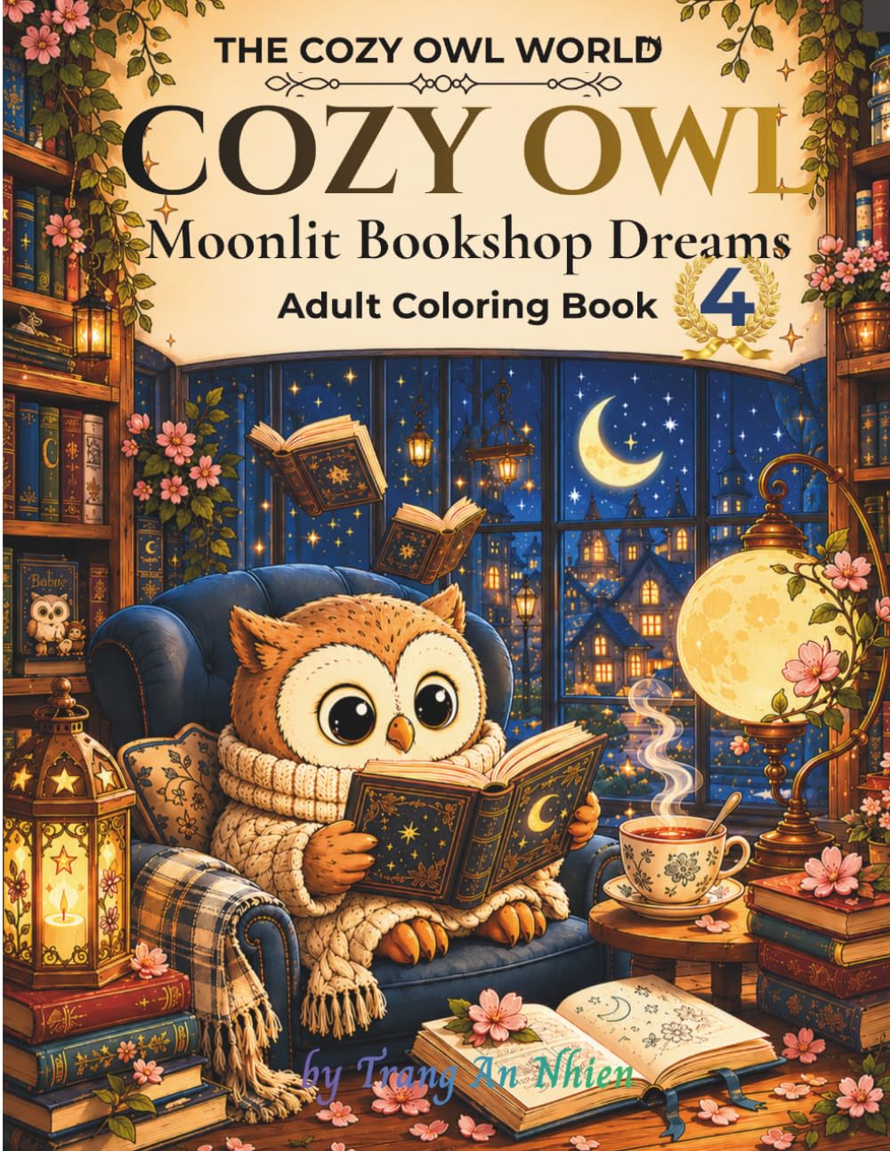 Cozy Owl Moonlit Bookshop Dreams: Cute Owls, Magical Bookstores, Rainy Reading Nights, Floating Books, and Relaxing Cozy Fantasy Scenes for Adults