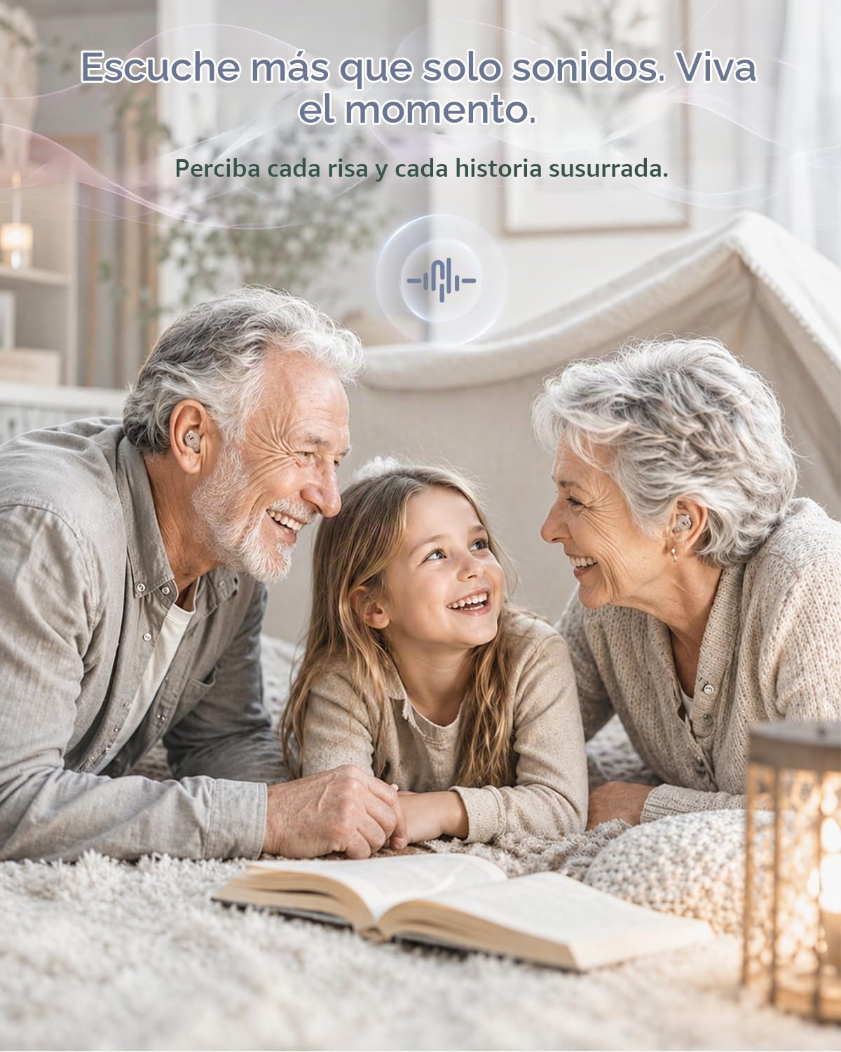 Dispositivo de sonido intrauditivo para adultos: Diseño discreto, estuche de carga con LED y 18 horas de autonomía