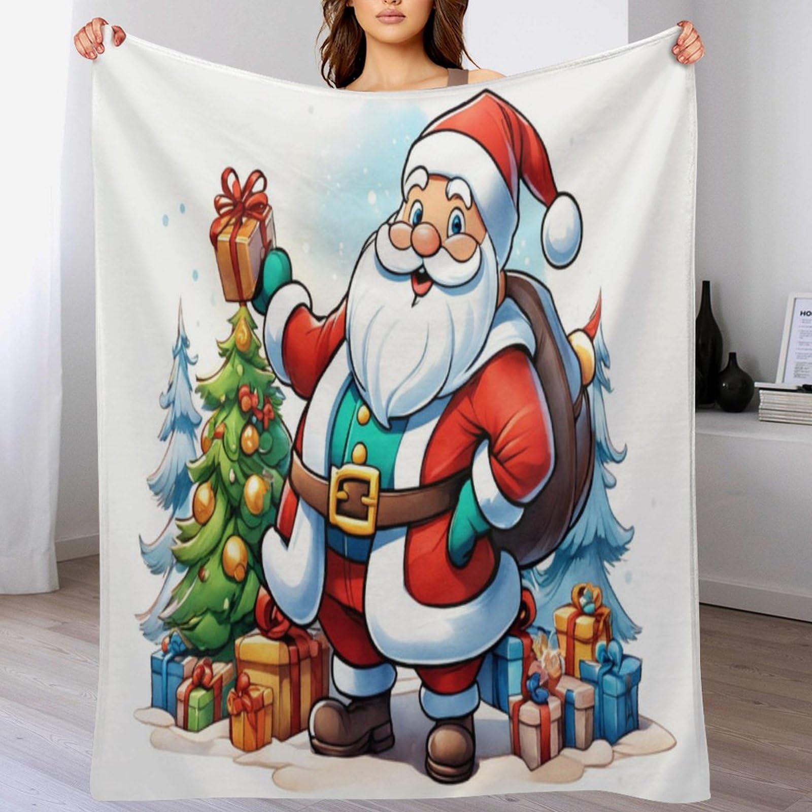 Couverture père Noël contre le froid plaid flannel canapé lit