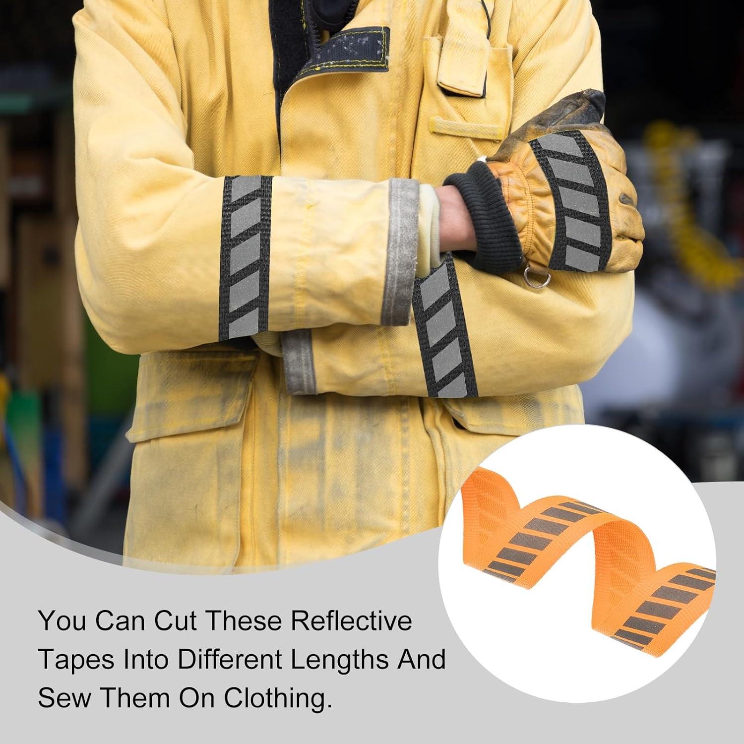 PATIKIL Reflective Tape Strip, 0.8" x 150FT High Visibility Fabric Stripe Florescent Webbing Ribbon Sew on Warning Safety Tape for Bags Clothing Raincoats, Orange