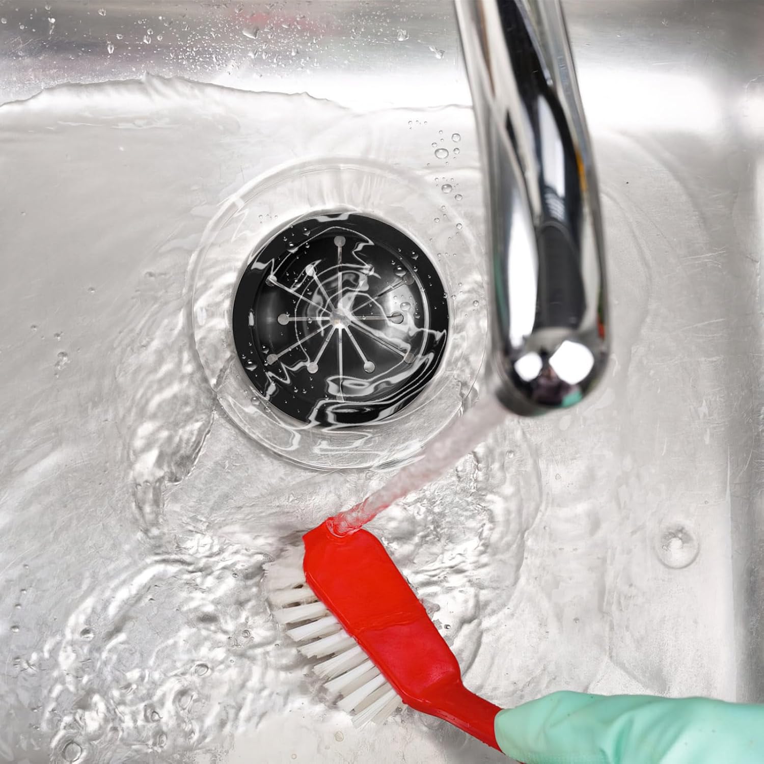 6 PCS Garbage Disposal Splash Guard, Garbage Disposal Cover, 3 Inch Kitchen Sink Drain Splash Guard Multi-Function Kitchen Waste Disposal Accessories (Black)