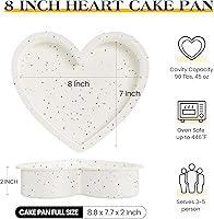 Vista 2 de 8 Inch Silicone Heart Shaped Cake Pans Small Heart Cake Pan Set Nonstick Silicone Heart Molds for Baking (2 Pcs, Cream)