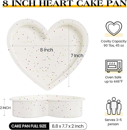 Miniatura 2 de Moldes de silicona con forma de corazón de 8 pulgadas para tartas pequeños, juego de moldes de corazón de silicona antiadherentes para hornear (2