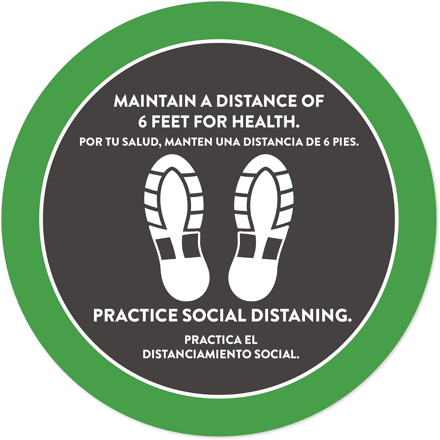 Andaz Press Spanish Social Distancing Bilingual Maintain A Distance Of 6 Feet Floor Sticker Business Signs, 50 Labels, 10-Pack 8" Round Labels + 40-Pack 2" Circle Vinyl Sticker Decals