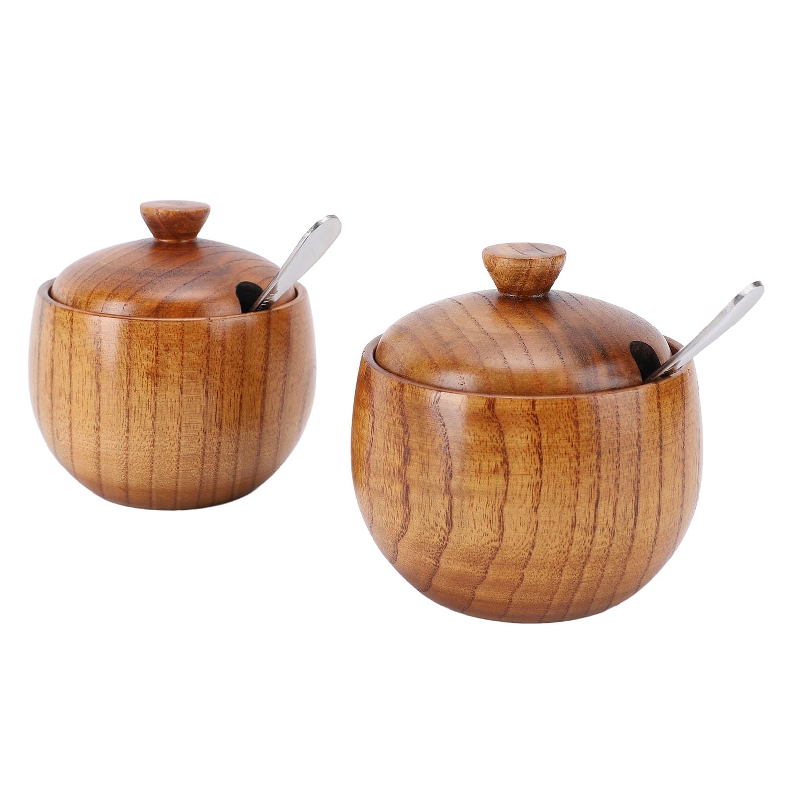 Nikou Frasco multifuncional de Wood Salt Bowl con cuchara de tapa para azúcar y especias 2 piezas