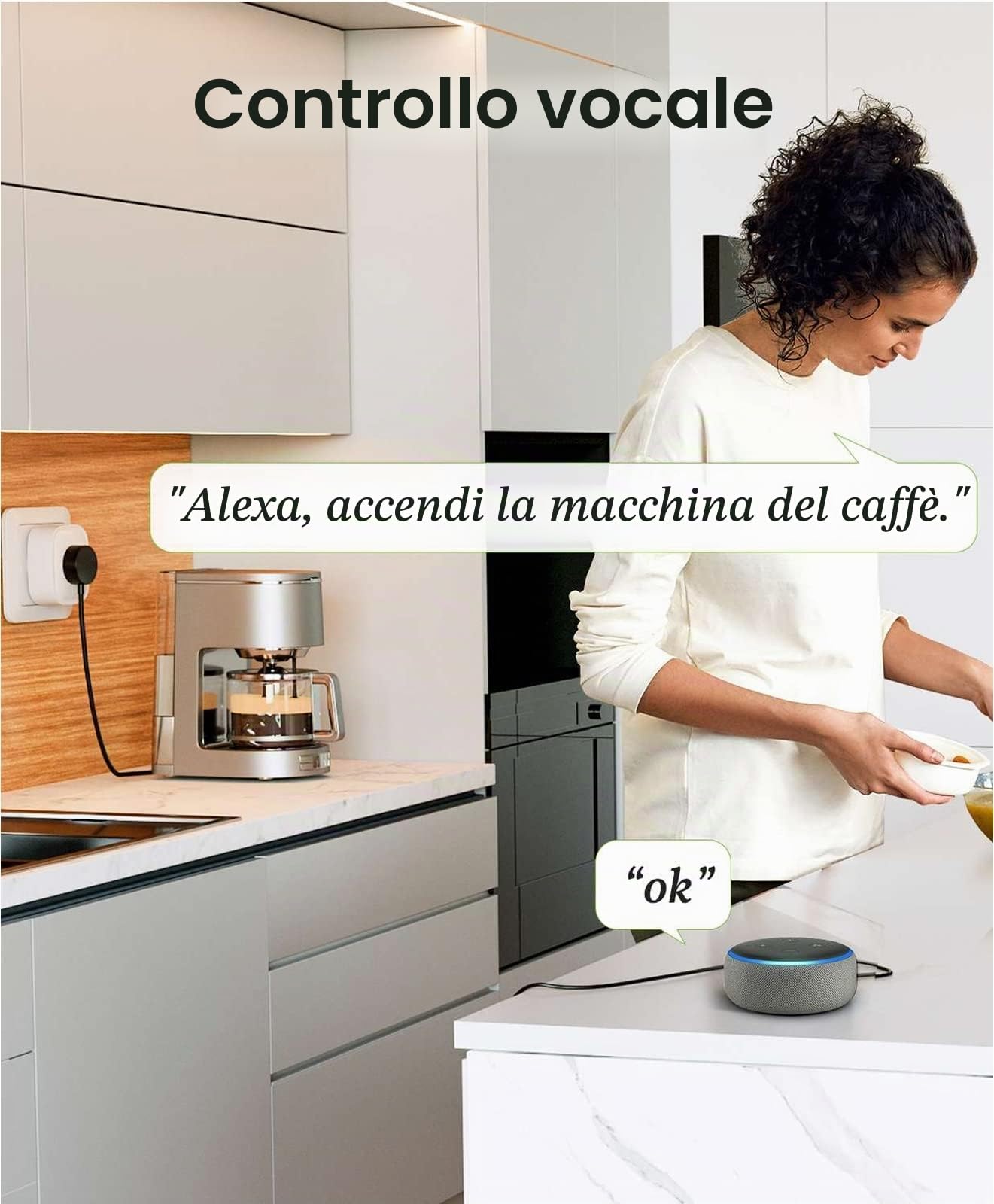 GHome Prese Smart WiFi da 16 A, Confezione da 4, funziona con Alexa Google Home, misurazione del consumo, timer per il controllo vocale, SOLO su WiFi da 2,4 GHz. 230 V || 50/60 Hz || 20-45°C, Bianco