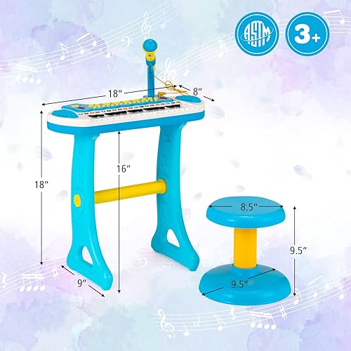 Miniatura 6 de Costzon Juguete de teclado de piano de 31 teclas para niños, instrumento musical electrónico para niños pequeños, juguete educativo con micrófono,