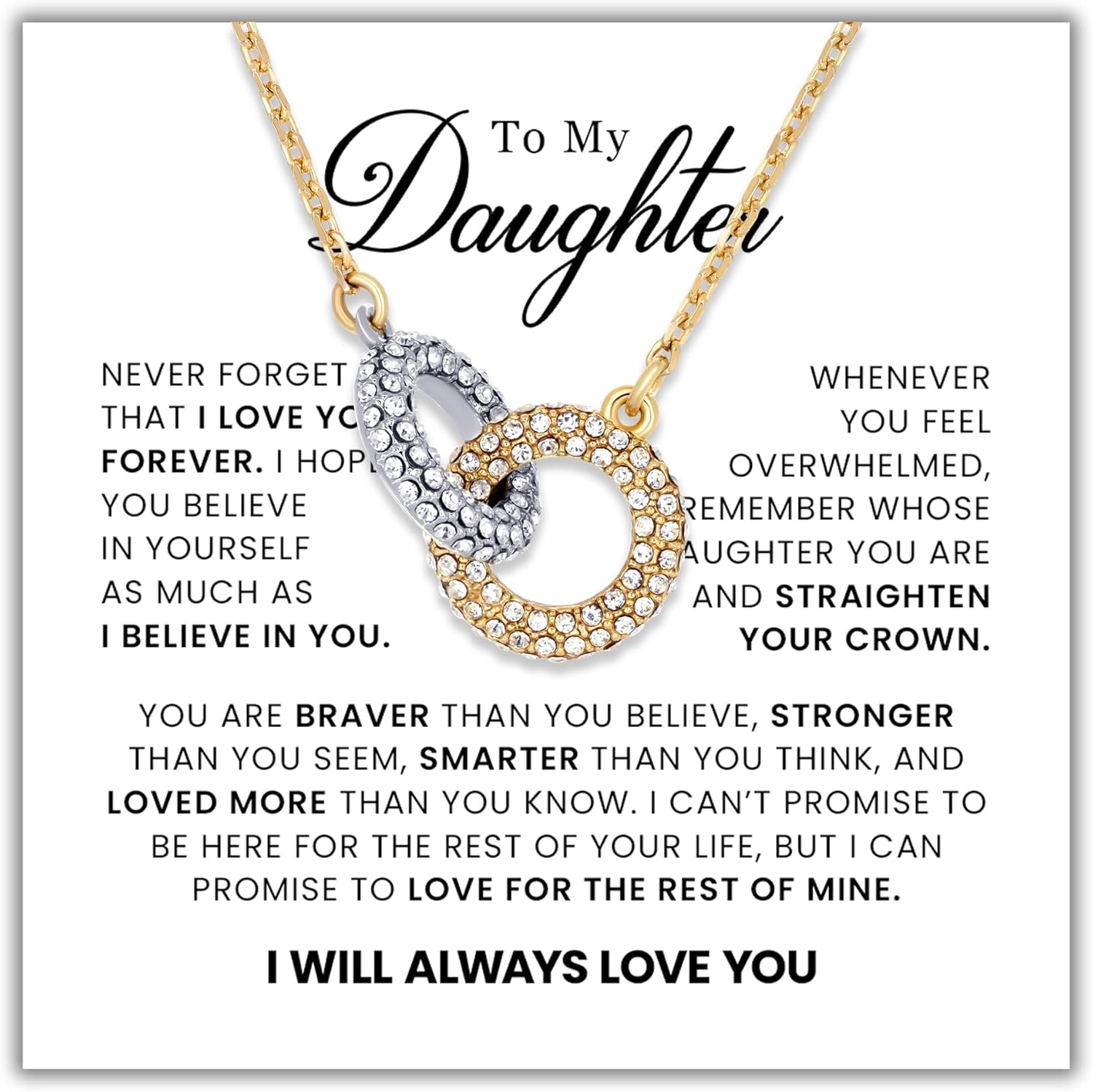 To My Daughter Necklace from Dad Mom, To My Granddaughter Gifts from Grandma Grandpa, Necklace Birthday Gift for Her, Mom Necklace from Son Daughter