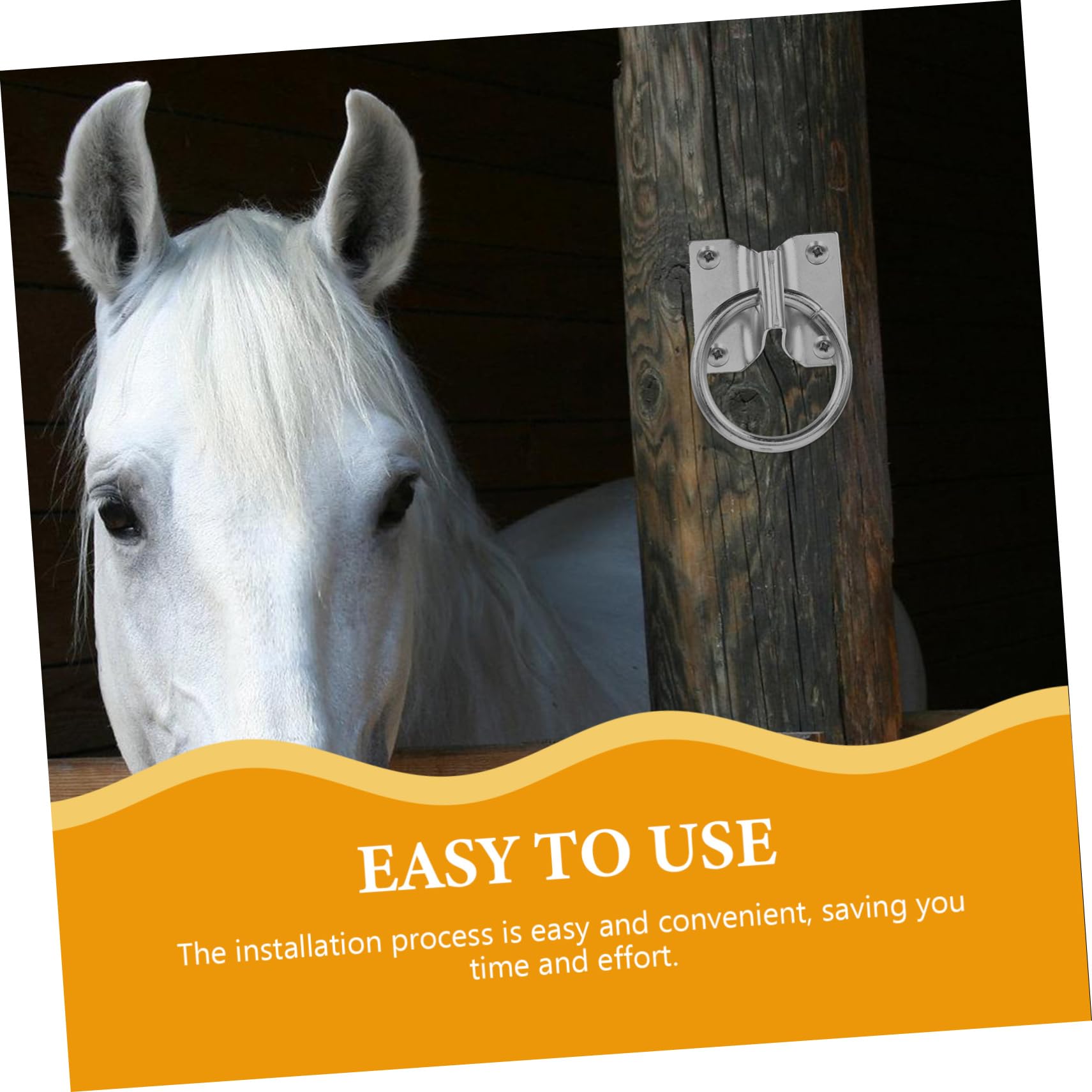 BESPORTBLE Metal Horse Tie Ring for Barn Stalls Outdoor Easy-to-Adjust Secure Stainless Steel Tie Ring Essential Horse Tie Equipment