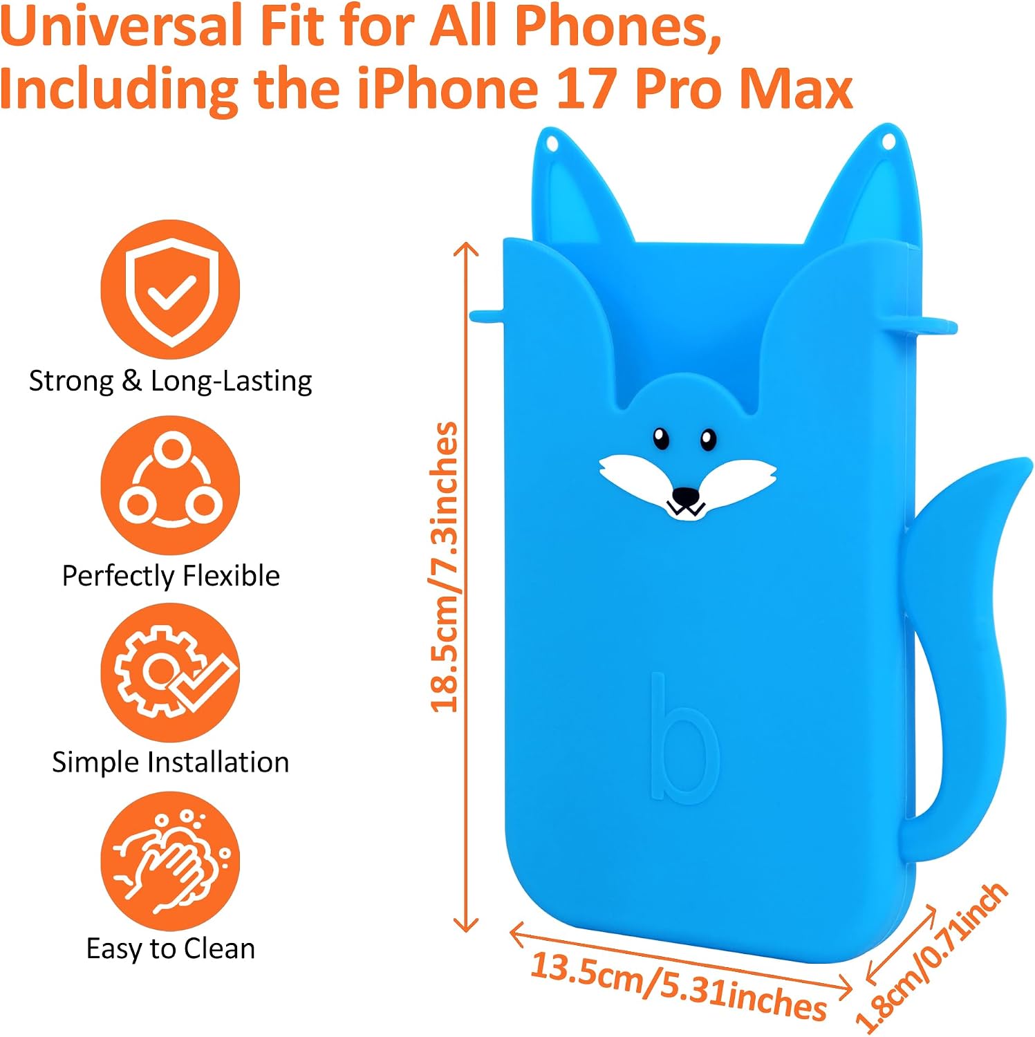 Silicone Phone Holder for Bogg Bags – Compatible Phone Case Attachment, Beach Tote Accessory, Fox-Shaped Bogg Bag Accessories & Charms, Compatible with All Bogg Bags(Blue) image 2