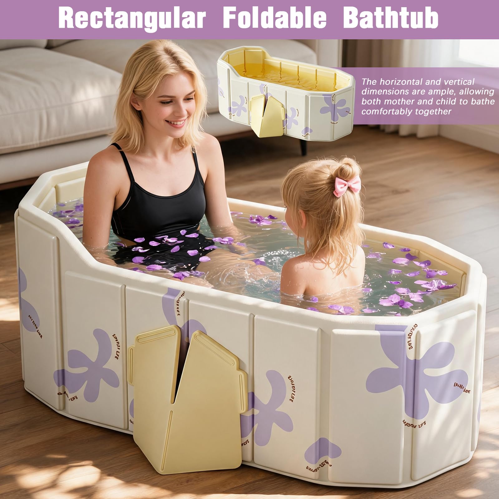 Vasca Da Bagno Pieghevole Adulti, Vasca Ghiaccio Portatile Per Doccia E Balcone Autoportante Interno Esterno Mastello Pieghevole Per Recupero Sportivo E Bagno Caldo 140x80x55 cm