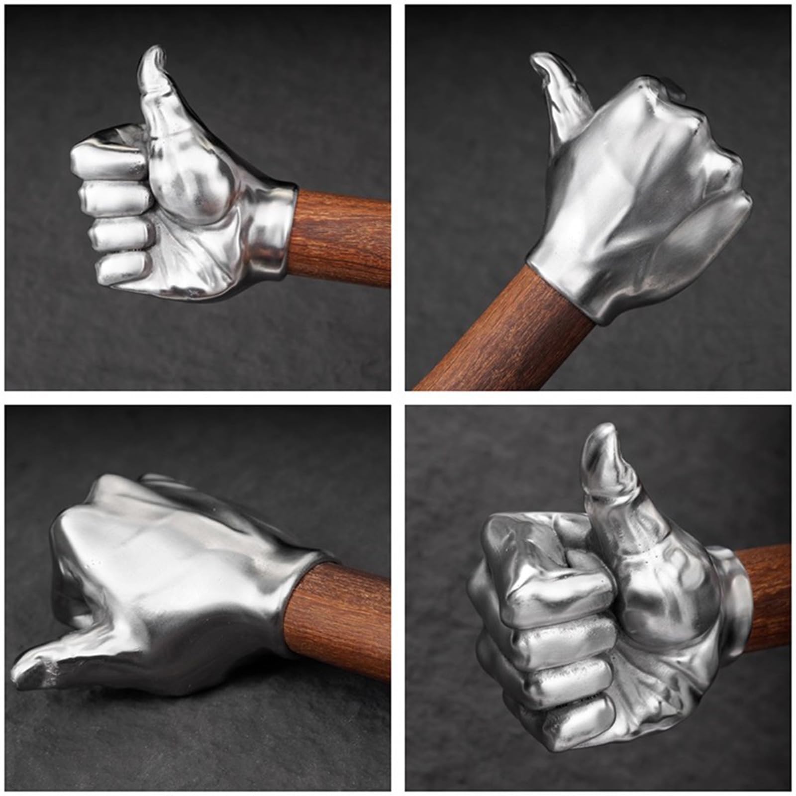 Martello da pollice, testa decorativa in acciaio inox, manico in legno, da collezione, per giardinaggio, campeggio, artigianato, piccolo
