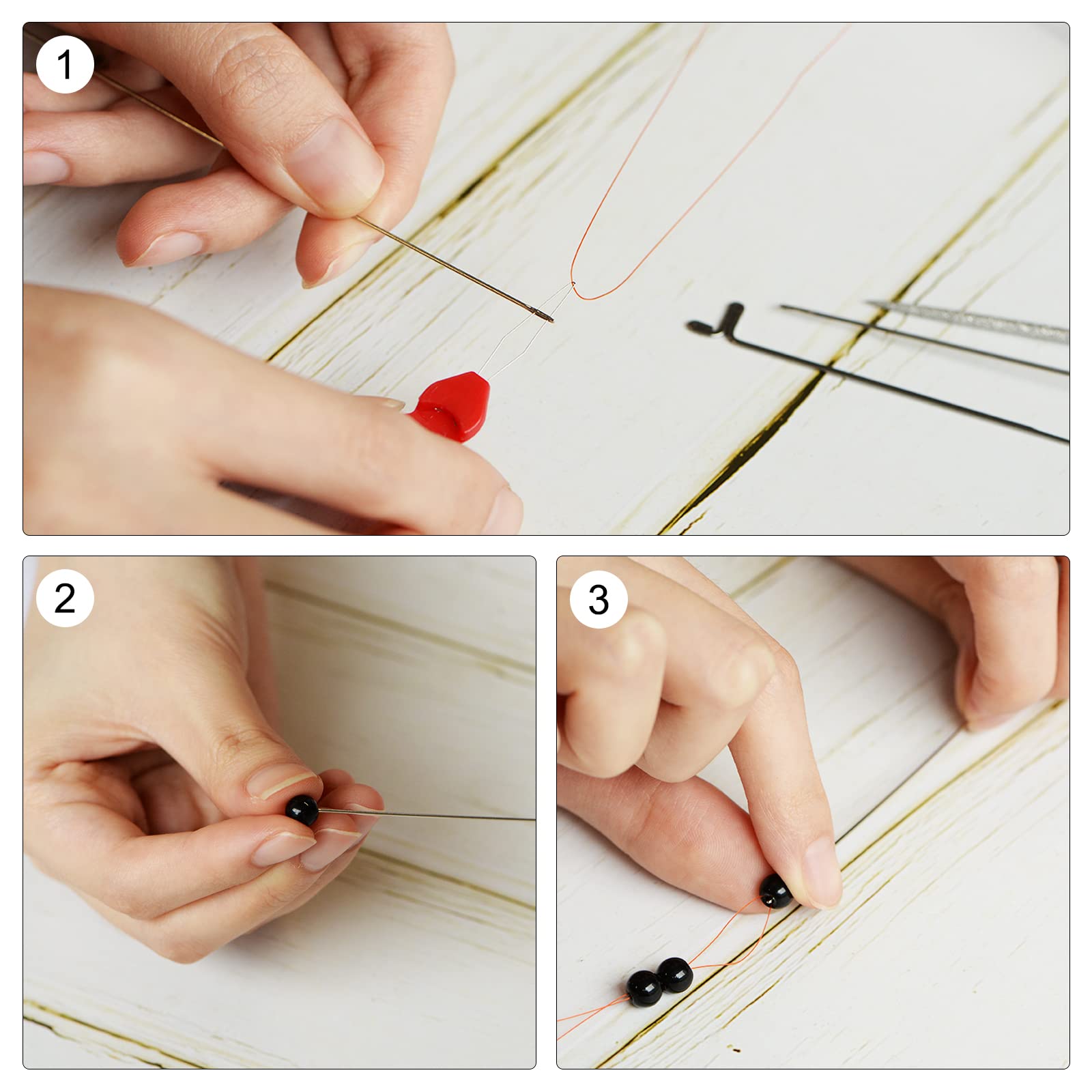 sourcing map 30 aghi da cucito con occhio grande, in acciaio inox, 3