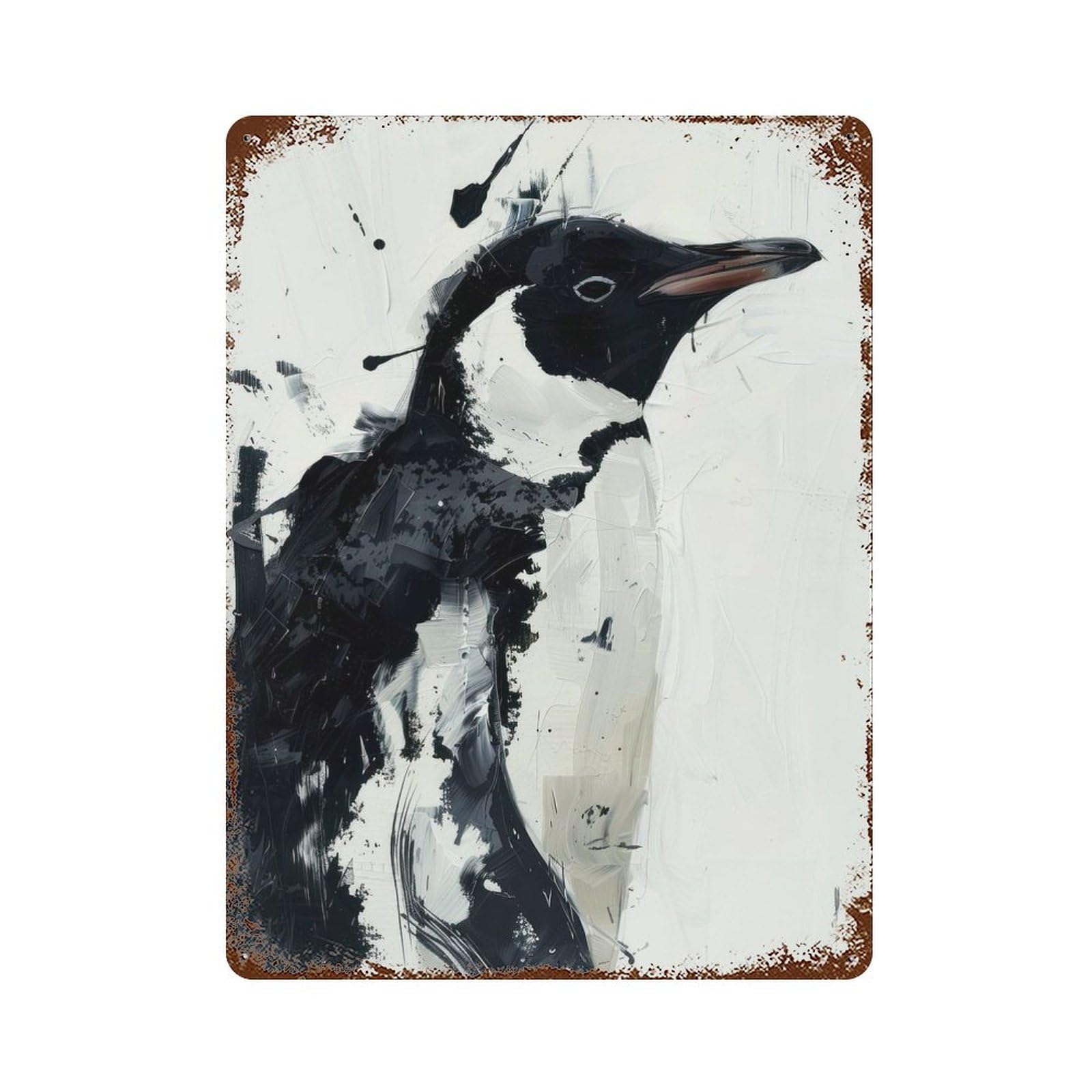 Penguin Grace Art Vintage Wall Sign 15.7"x11.8", Rust Effect Metal Decor for Farmhouse, Kitchen And Entryway Decor