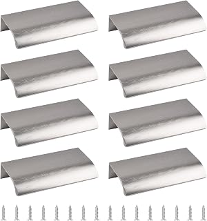 MOROBOR Finger Edge Pull, 8 Pcs Hidden Handle Modern Style Drawer Handle, Aluminum Alloy Invisible Handle Wardrobe Handle for Cabinet Hardware Box, 80mm/Brushed Nickel