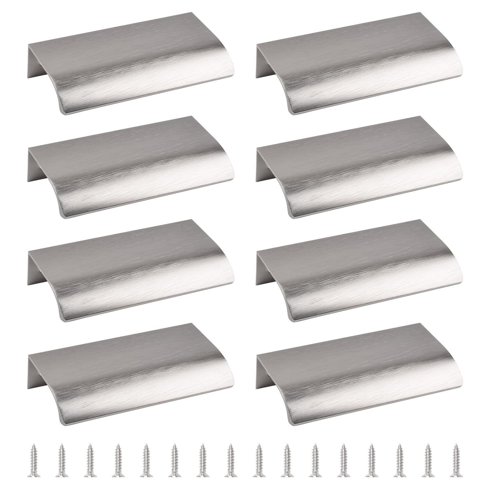 MOROBOR Finger Edge Pull, 8pcs Concealed Handle Modern Style Drawer Handle, Aluminum Alloy Invisible Handle Wardrobe Handle for Cabinet Hardware Drawer, 80mm/Brushed Nickel