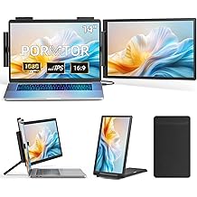 Laptop Screen Extender, 14" FHD 1080P IPS Laptop Monitor Extender with USB C/HDMI Port, Plug and Play Dual Screen Portable Extended Monitor for 14"-16.5" Laptops