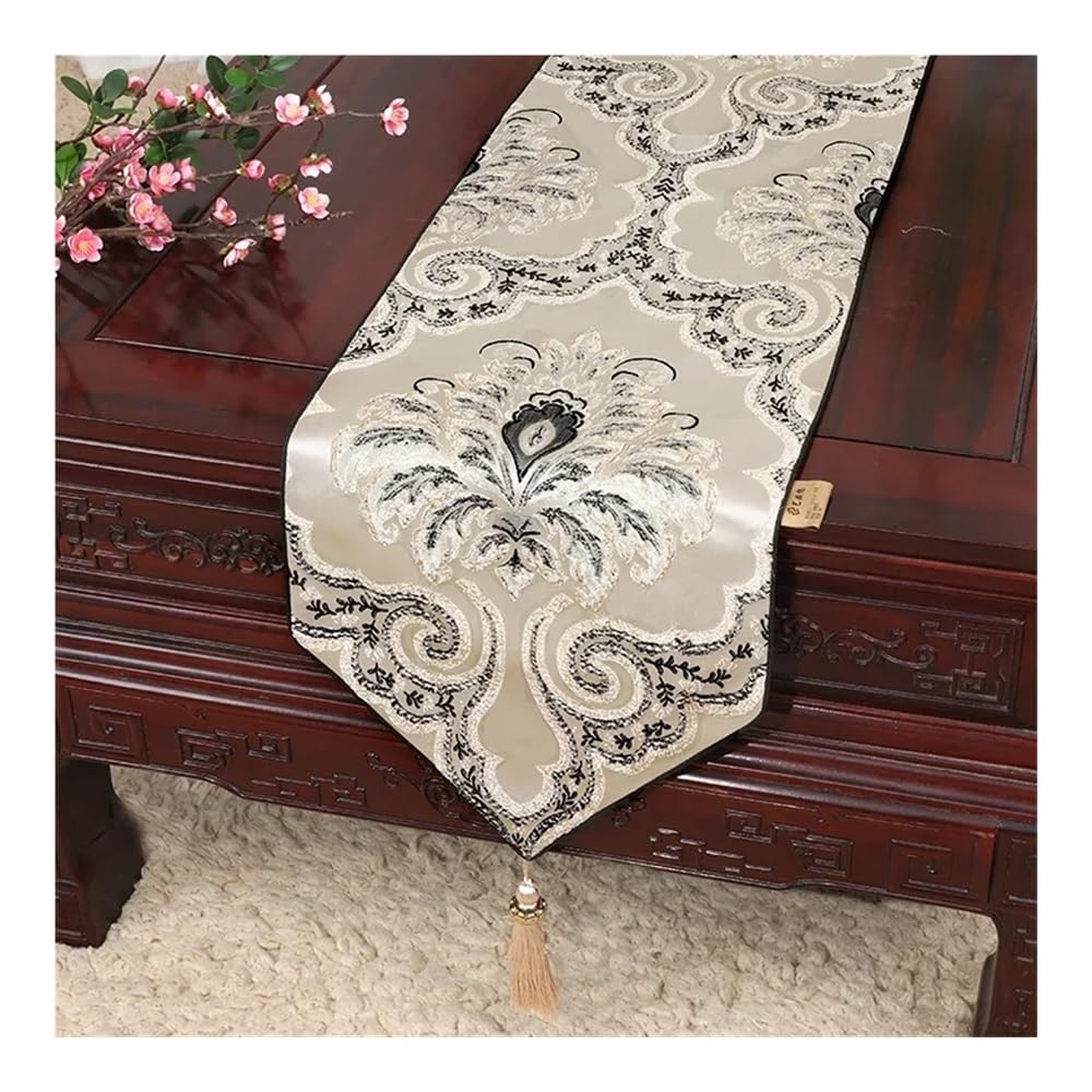Drapeau chinois blanc pour lit d'hôtel - Motif fleurs et oiseaux - Décoration de mariage (style 04,33 x 150 cm)