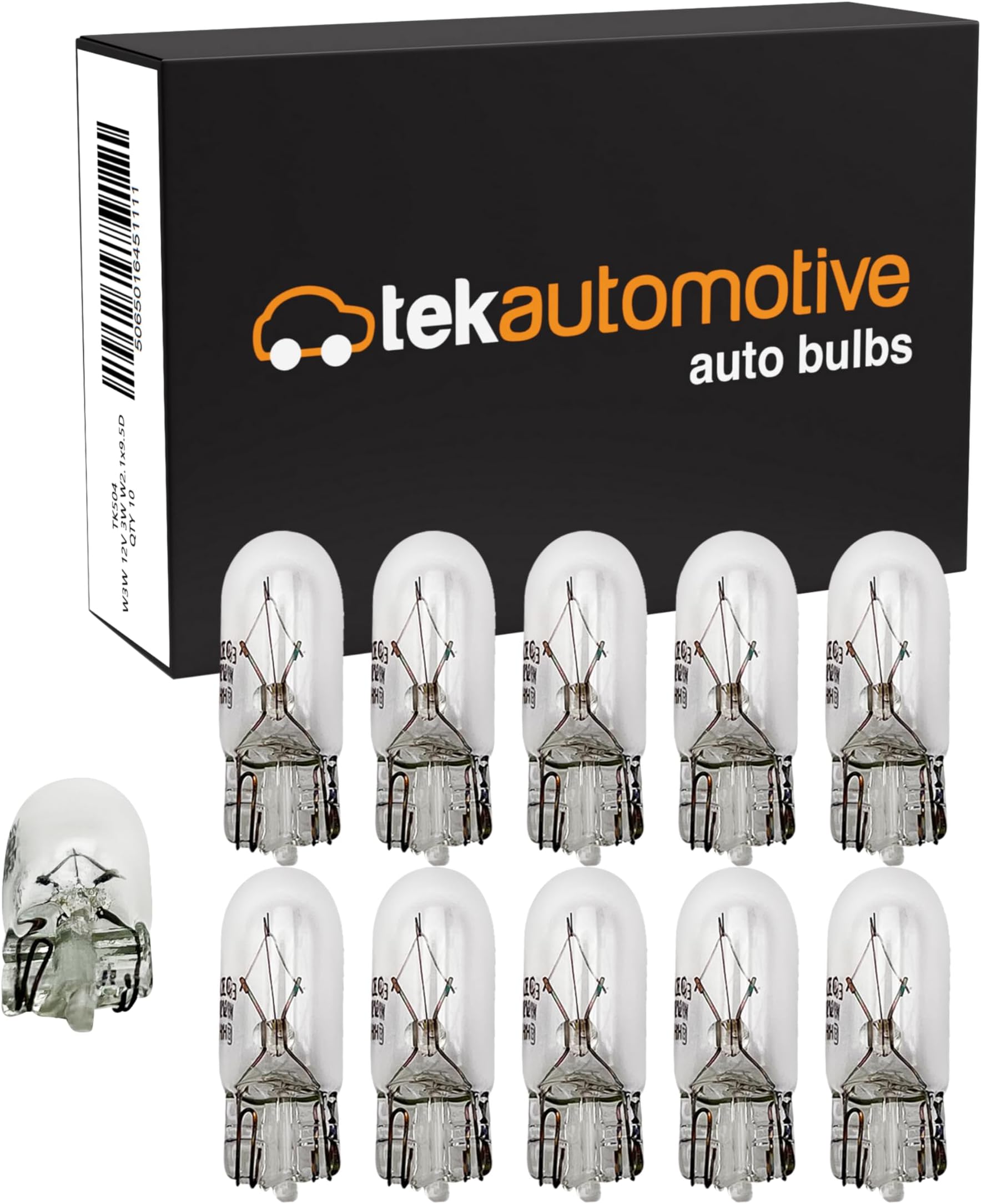 504 W3W Car Bulb 10 Pack – 12V 3W Side & Interior Light W2.1x9.5D Capless