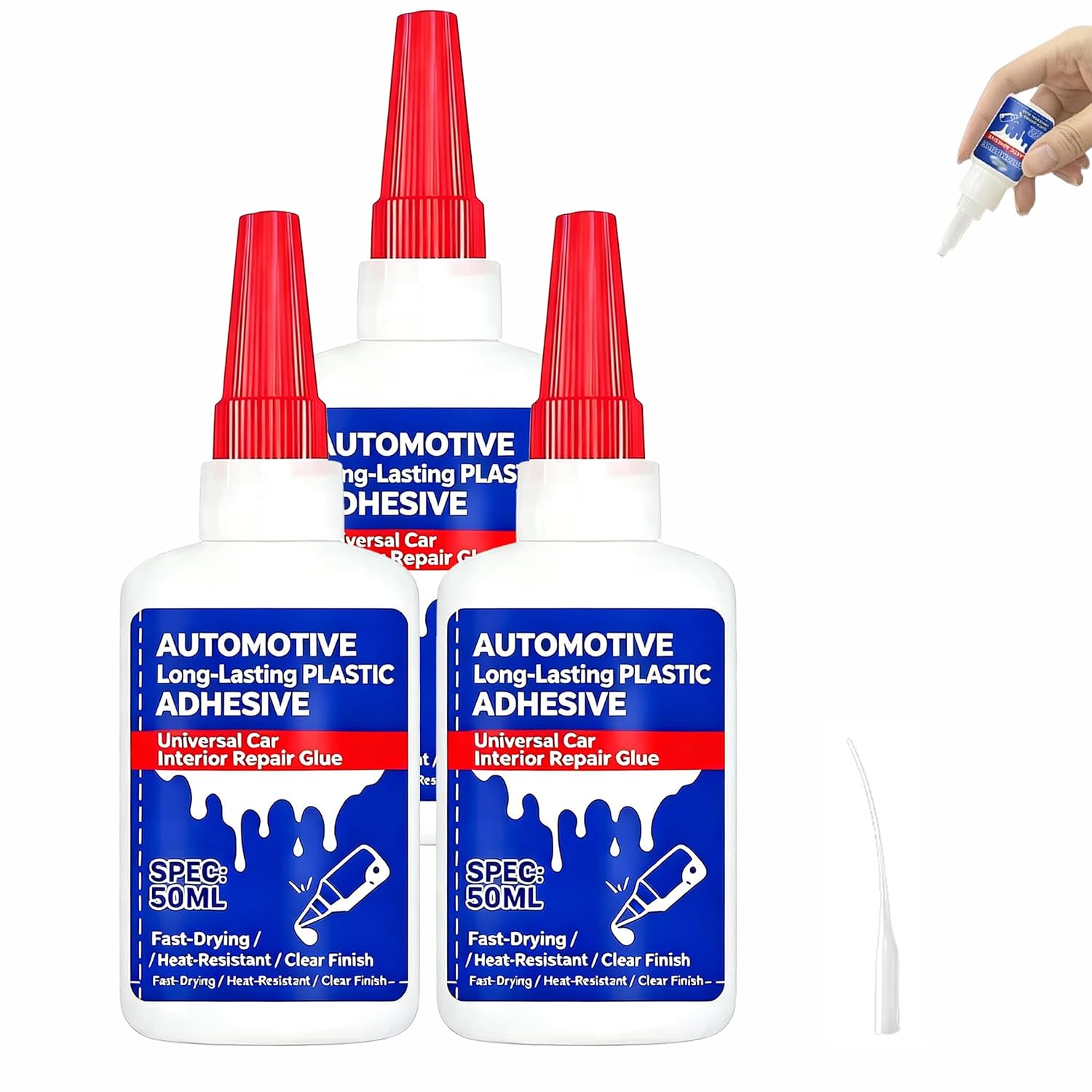 Universal Car Roof Liner Glue, Heavy‑Duty Headliner Adhesive, High Bond Heat & Water Resistant Flexible Upholstery Glue, for Sagging Ceiling Fabric, Leather & Interior Trim，50ml *3