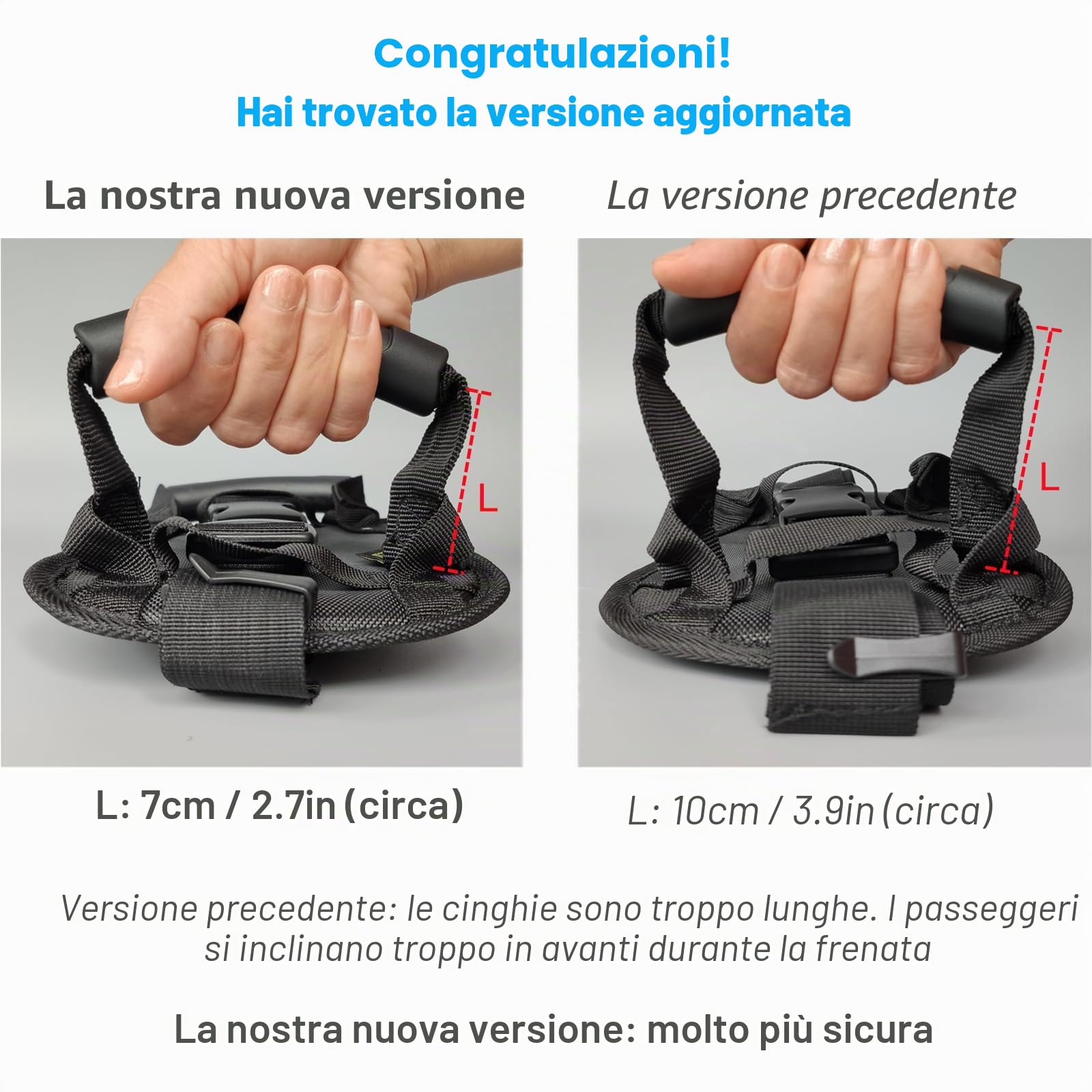 Maniglie Passeggero Moto Universali, Cintura di Sicurezza Regolabile per Motocicletta