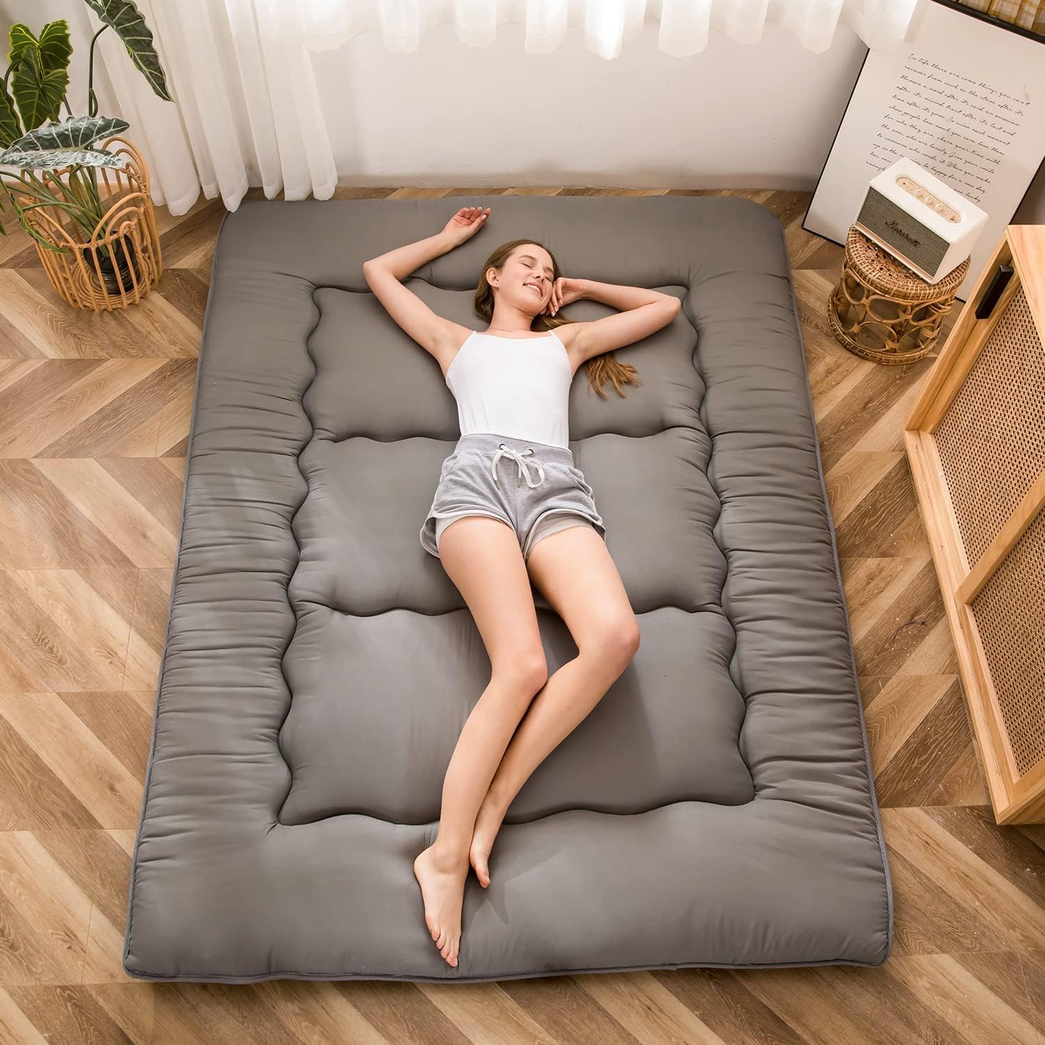 Colchón Futón Japonés Plegable De 10 Cm Grosor - 120x190 Cm, Algodón Y Relleno De Plumas - Para Suelo, Sofá O Cama