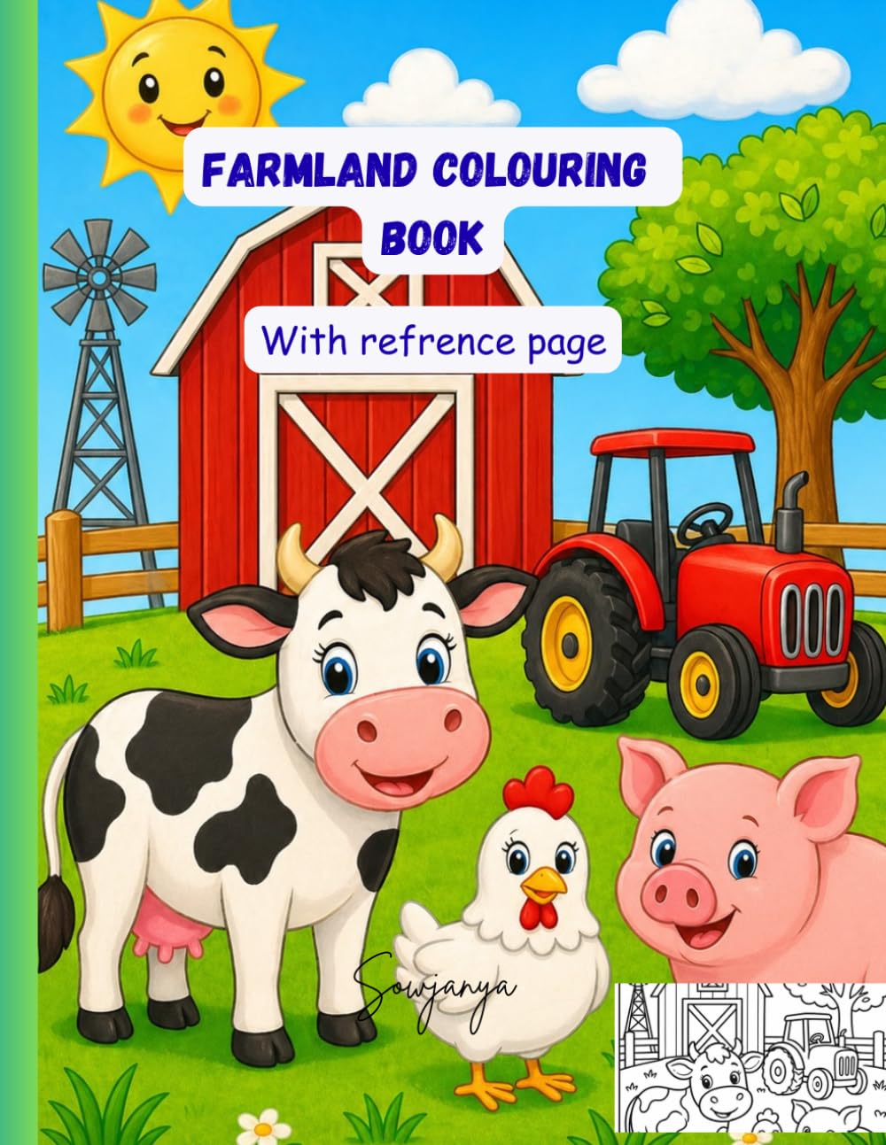 Farmland Colouring Book: Cute Animal With Reference Image