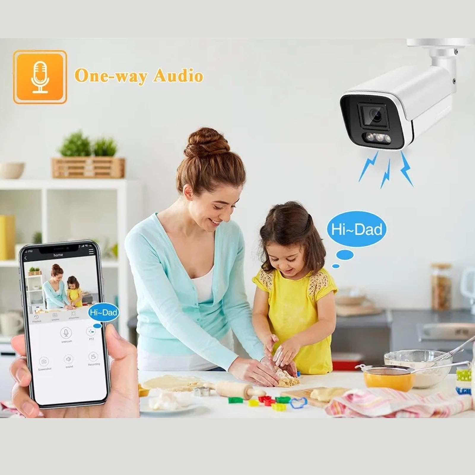 4K POE IP-Kamera, 6 MP High-Definition-Sicherheitsüberwachungskamera, IP66 wasserdichte 120° Weitwinkel-Nachtsicht-Überwachungskameras, für Heim- und Geschäftsüberwachung