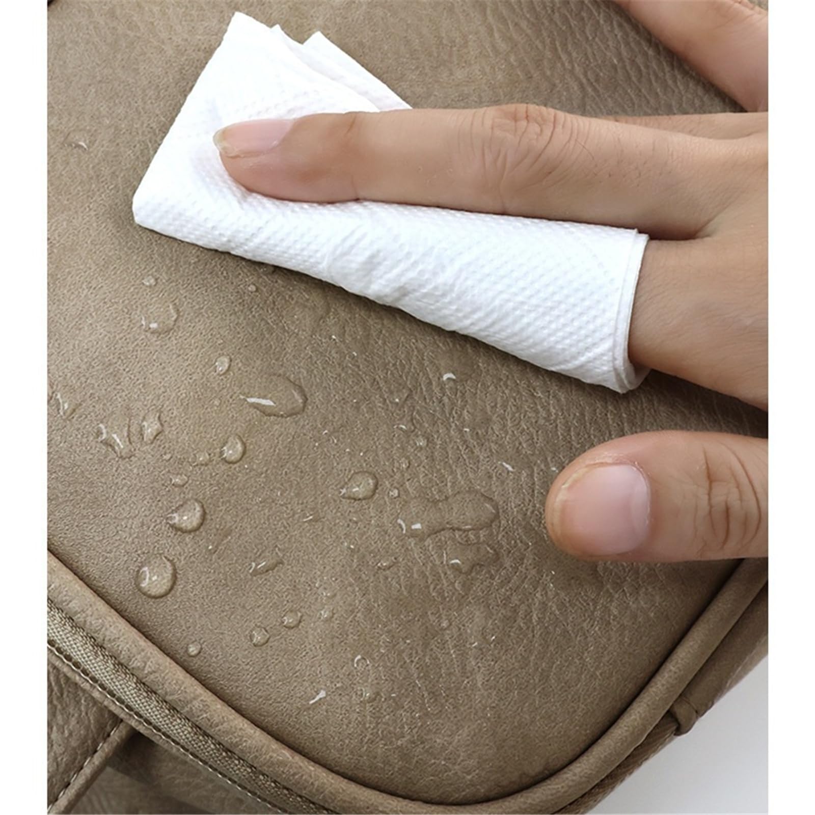 Tragbare Kosmetiktasche for Damen, einfarbig, große Kapazität, Handaufbewahrungstasche, Aufbewahrungstasche for Toilettenartikel aus PU-Leder(Khaki)