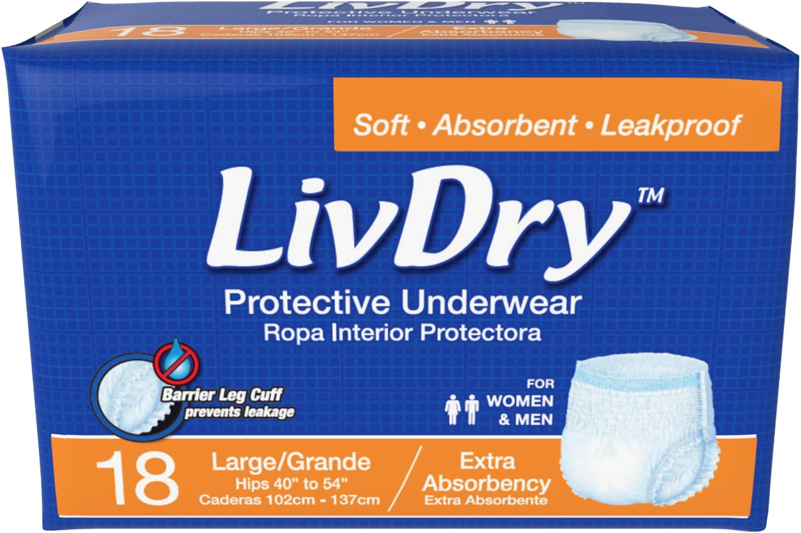 LivDry Premium Large Protective Underwear Count: 72