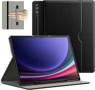 JETech Case for Samsung Galaxy Tab S9 Ultra 14.6-Inch with S Pen Holder, PU Leather Business Folio Stand Protective Tablet Cover with Pocket & Straps, Auto Wake/Sleep, Multi-Angle Viewing (Black)