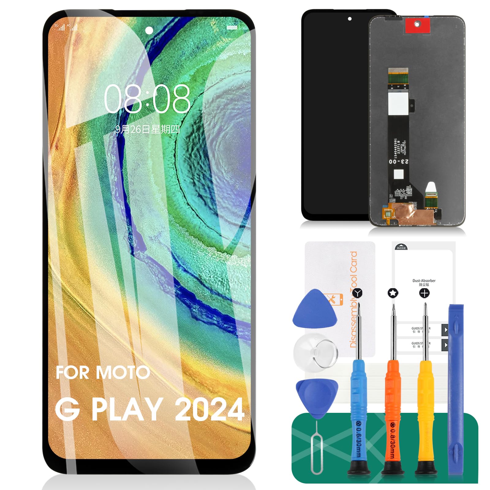 for Motorola Moto G Play 2024 LCD Replacement Screen for Moto G Play 2024 Screen Repair Kits for Moto G Play Gen 3 LCD Display Touch Screen Digitizer Assembly Repair Kits