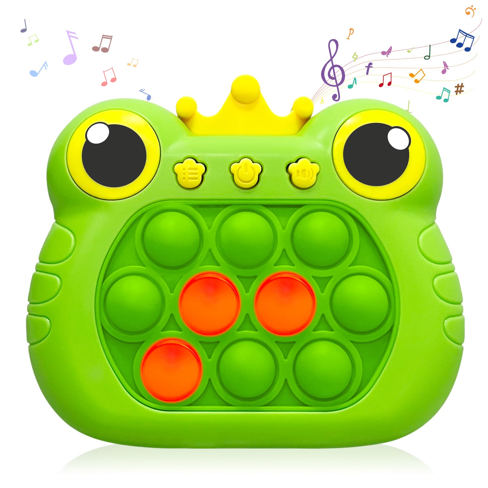 Pop Quick Push Game Console Fidget Toys Light Up Handheld Puzzle Press Popping Toy for Kids Adult Easter Day Cute Green Frog