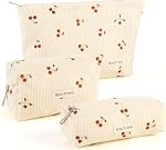 Maquillage Sac Set,3 Pcs Sac de maquillage initial, Corduroy Cosmétique Sac avec fermeture à glissière,Cuire Sac de maquillage Purs Pouch Travel Sac de toilette pour les femmes Filles Ami Cadeaux personnalisés