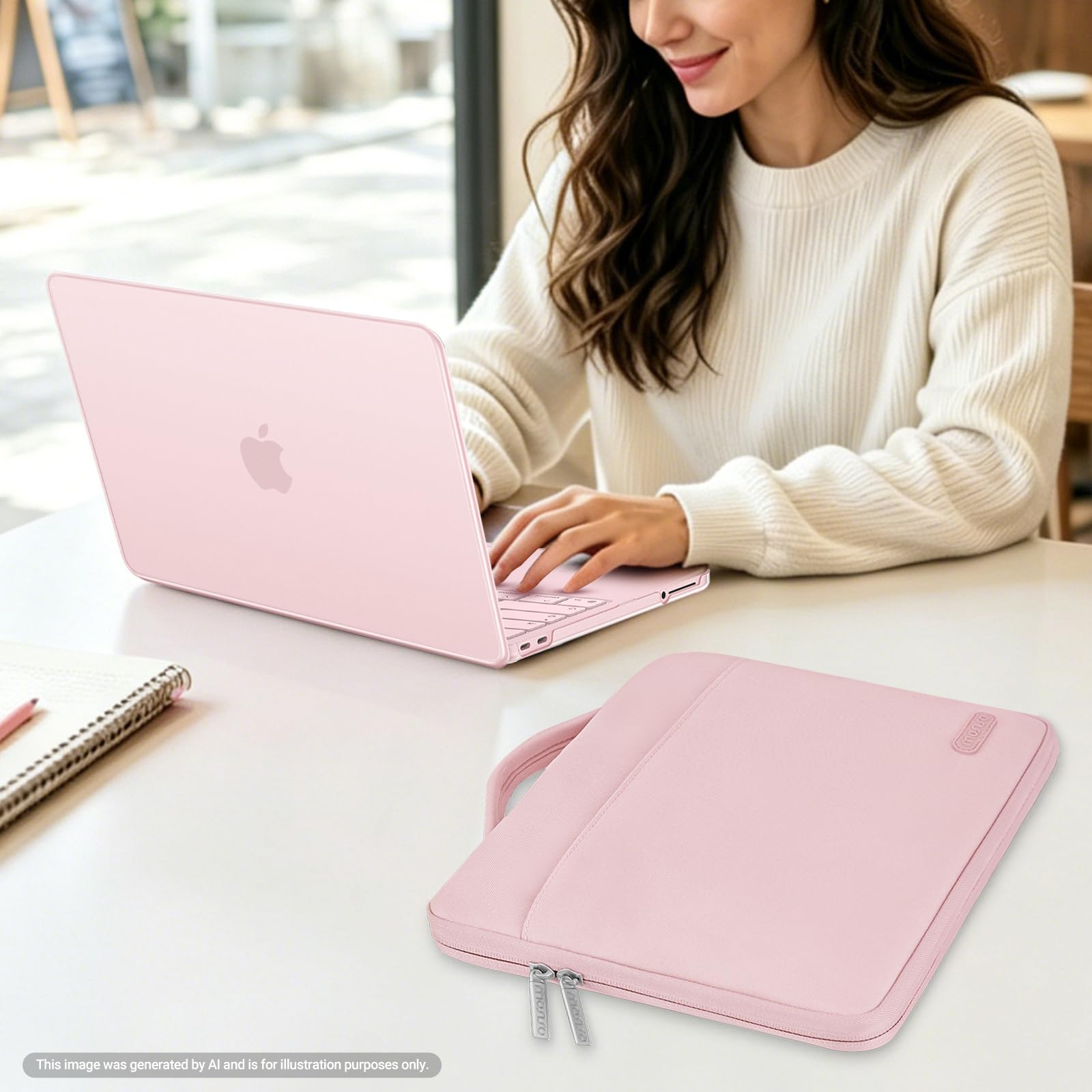 MOSISO Kompatible mit MacBook Neo 13 Zoll Hülle mit A18 Pro Chip 2026 A3404, 5-in-1 Kratzfest Hartschale Schutzhülle&Laptoptasche&Tastaturschutz&Displayschutzfolie&Webcam Abdeckung, Rosa