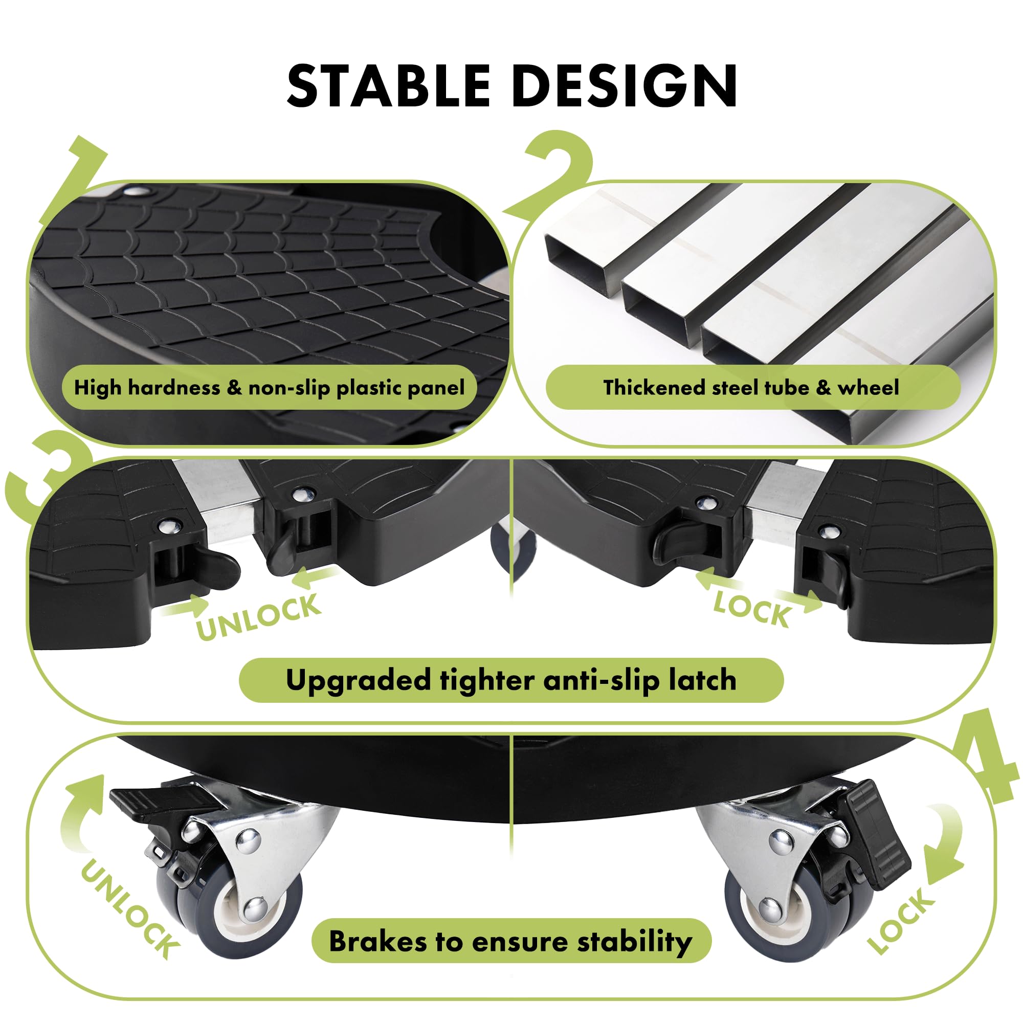 ALLADINBOX Plant Stand with Wheels,Adjustable 15-22 in Plant Caddy with Lockable Caster Wheels 440LBS,Rolling Plant Stand for Indoor Outdoor Large Planter,Flower Pot,Patio Umbrella Base,Black 2 Pack