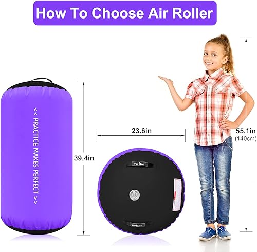 Miniatura 3 de VOFiTNY Inflatable Gymnastics Air mat Tumbling Track with Air Barrel Octagon Mat with Pump for HomeGym