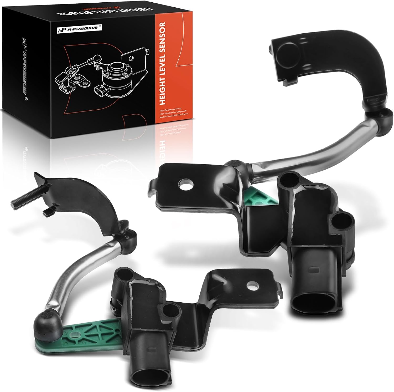 A-Premium Ride Height Level Sensor Compatible with Volkswagen Golf 2010-2013, Tiguan, CC, Eos, GTI, Golf R, Passat CC, Tiguan Limited & Audi Q3, Q3 Quattro, Front Driver and Passenger Side, 2-PC Set