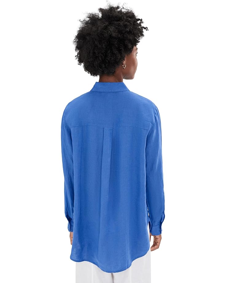 Eileen Fisher Organic Handkerchief Linen Classic Collar Long Shirt - #4 of 5