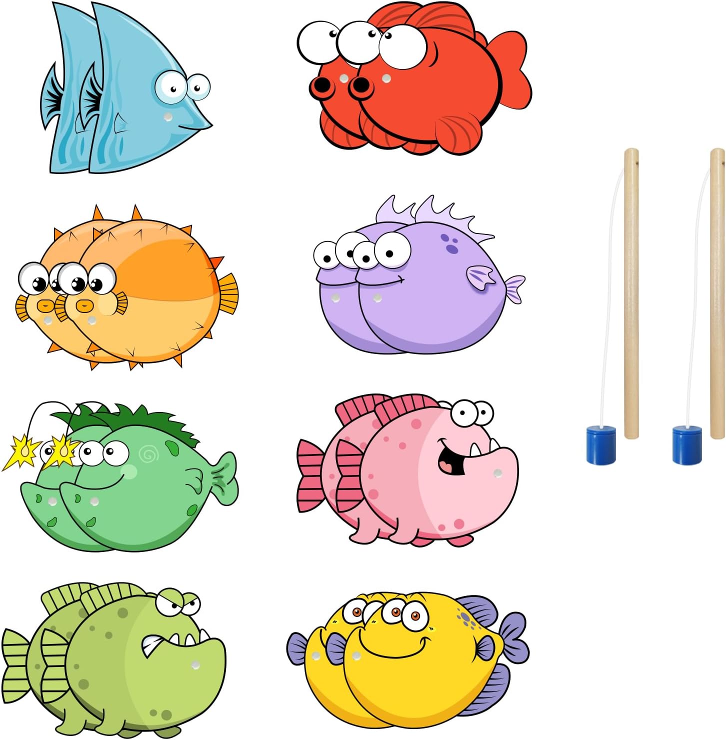 Magnetic Fishing Game Large Size Fish Cards Sight Word Games Educational Toys for Kids Kindergarten Montessori Fine Motor Skills Toys