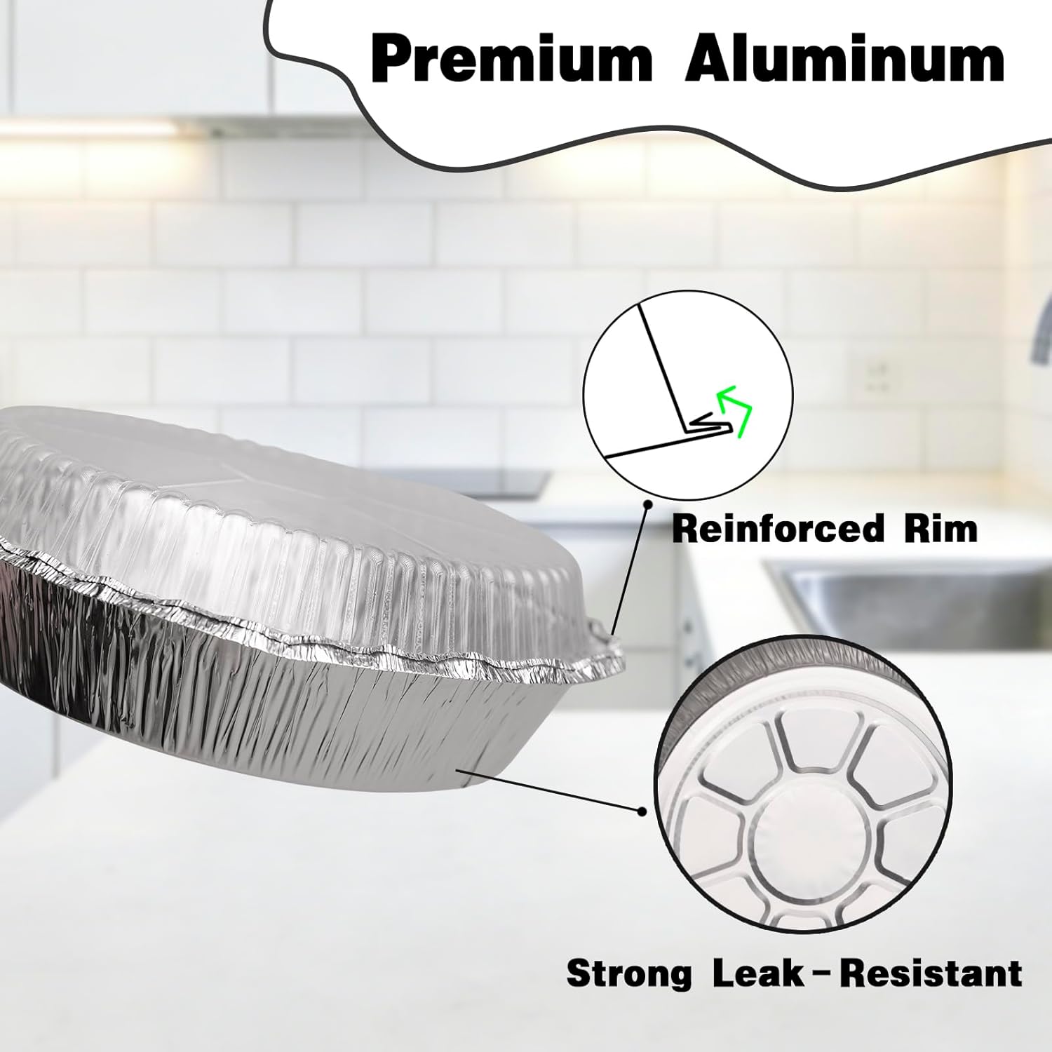 125 Pack 7 Inch Round Aluminum Foil Pans with Plastic Lids, Heavy Duty Disposable Baking Containers for Pie, Dessert, Food Prep and Takeout