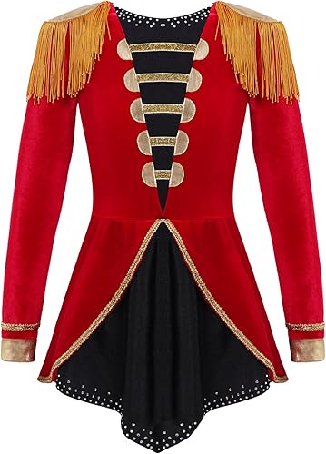 CHICTRY Disfraz de maestra de circo para niñas, disfraz de maestra de ceremonia, traje de tambor de mayoreta, maestra de león, leotardo
