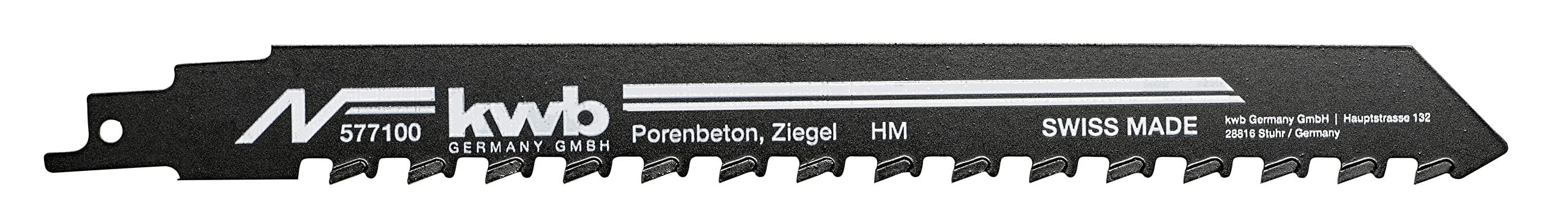 KWB Lame De Scie Sabre Pour Pierre - 240 Mm, Dents Carbure, Tige Universelle 1/2" - Pour Béton Cellulaire, Fibre-Ciment, Briques
