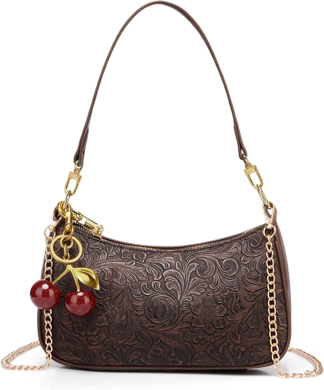 Shoulder Bag for Women Cute Underarm Cherry Purse Retro Clutch Hobo Handbag Small Crossbody Bags