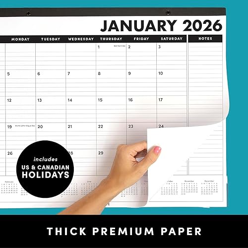 Miniatura 18 de PAPERAGE Calendario 2026, 12 meses (enero de 2026 a diciembre de 2026), pequeño (9 x 11 pulgadas), calendario minimalista de pared y escritorio