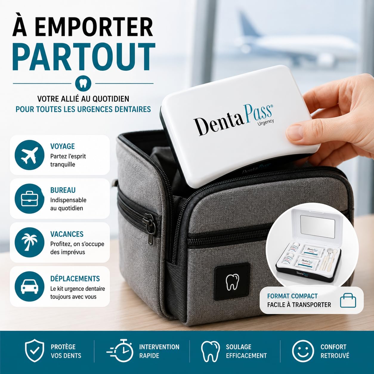 Kit Urgence Dentaire Indispensable – Pansement Dentaire & Ciment Dentaire – Soulage les Douleurs Dentaires – Réparation Dentaire Provisoire – Certifié CE – Entreprise Française (Français)