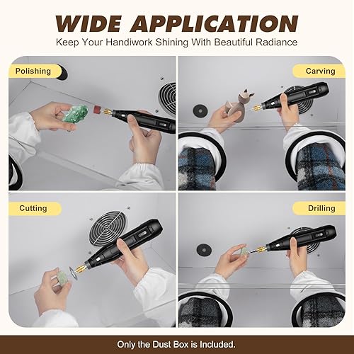 Miniatura 9 de 2 agujeros totalmente cerrados mesa de molienda eléctrica pulidora caja de polvo cubierta de acrílico caja de polvo con luz LED y ventilador para